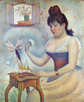 ジョルジュ・スーラ Painting - パウダーを塗る若い女性 1890